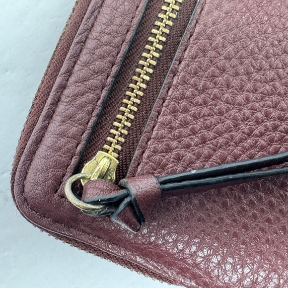 Coach Burgundy Oxblood Grain Leather Wristlet Wallet - Picture 8 of 12